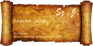 Szarka Jolán névjegykártya