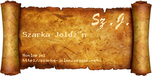 Szarka Jolán névjegykártya